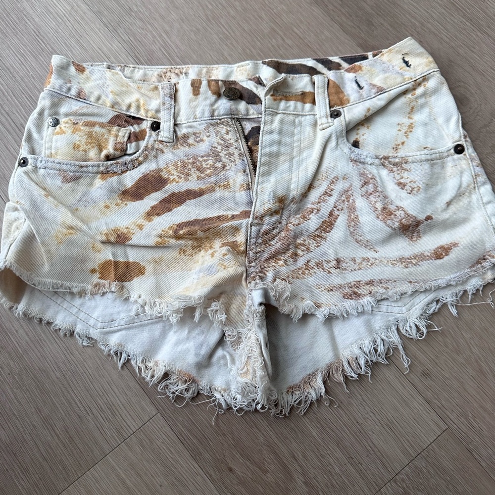 Ralph Lauren Safari Print Denim Shorts – Vintage Cutoff, Size 25